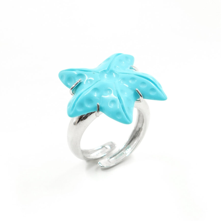 Anello in argento con stella marina in pasta di turchese – Rodiato