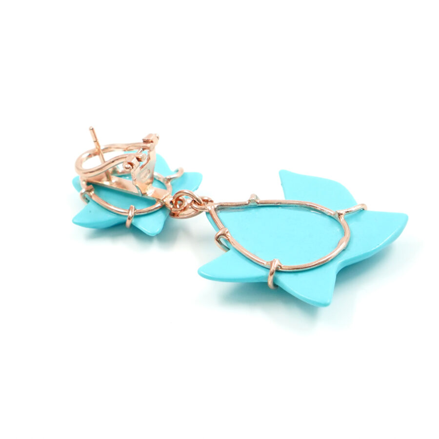 Orecchini in argento con stelle marine in pasta di turchese – Rosè - immagine 2