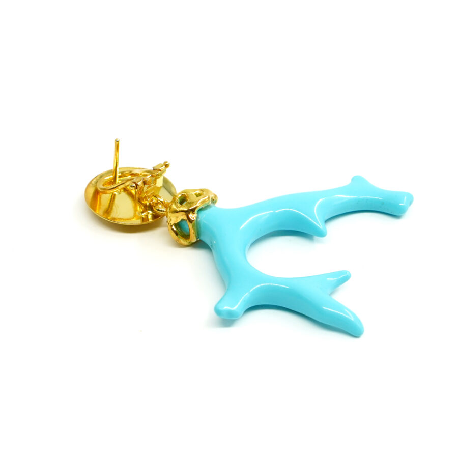 Orecchini in argento con ramo in pasta di turchese – Dorato - immagine 2