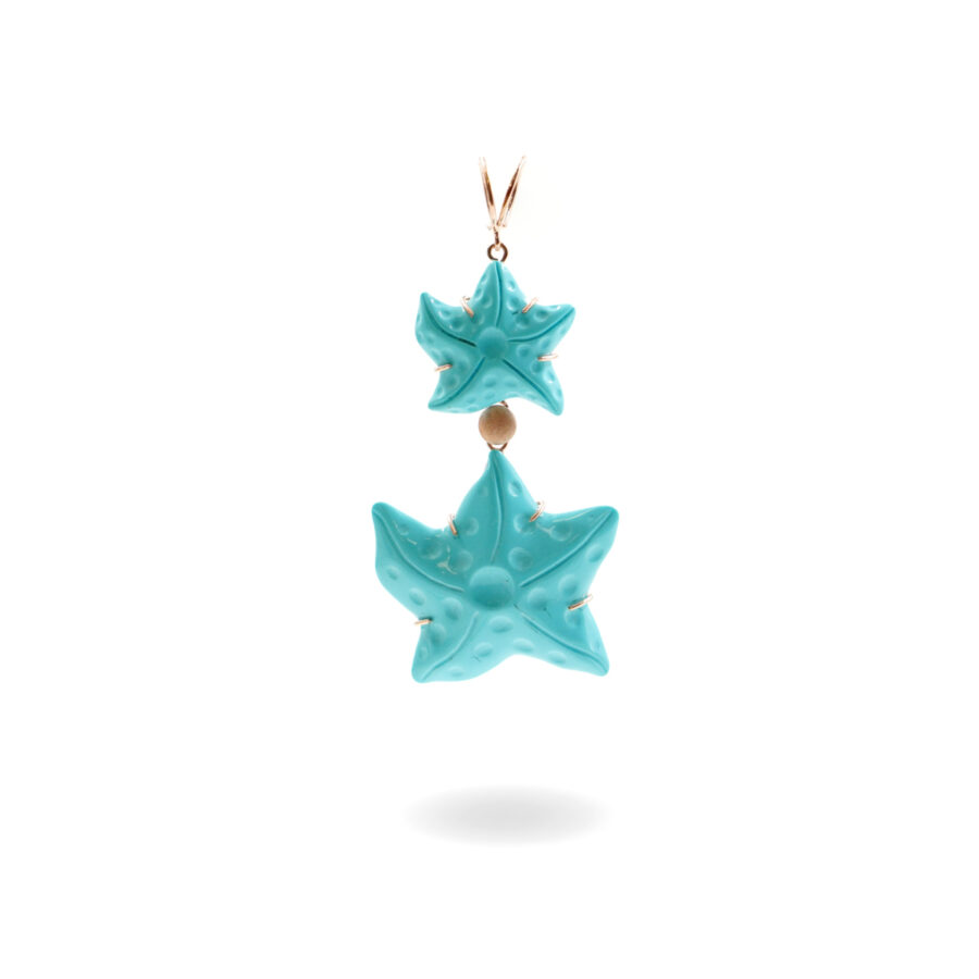 Pendente in argento con stelle marine in pasta di turchese – Rosè