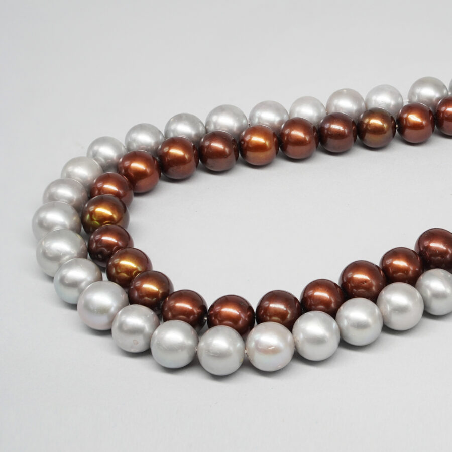 Perle d'Acqua Dolce fili tondi 10-11mm – Colore Grigio e Chocolate
