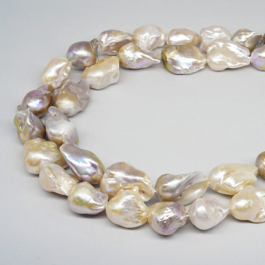 Perle d'Acqua Dolce fili barocco con nucleo 16-18mm - peso 111/120gr - Color Naturale