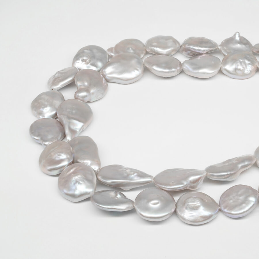 Perle d'Acqua Dolce fili free form piatti – Colore Grigio