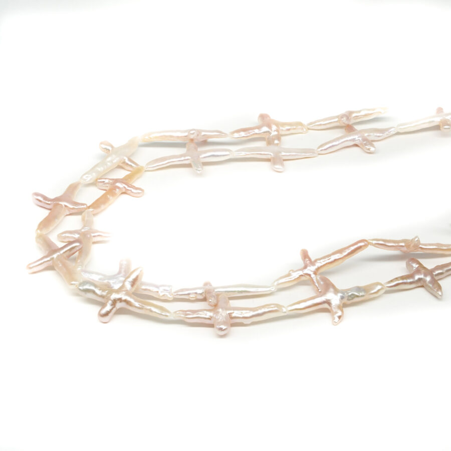 Perle d'Acqua Dolce fili forma croce – Colore Naturale