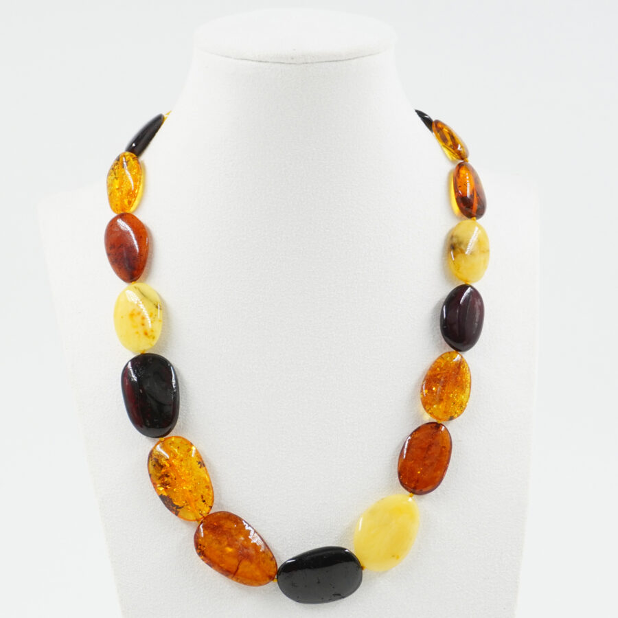 Ambra Baltica Multicolore collana sassi piatti - immagine 2