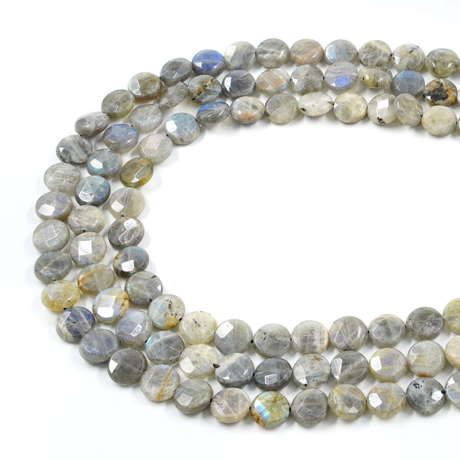 Labradorite fili monete sfaccettate 12mm