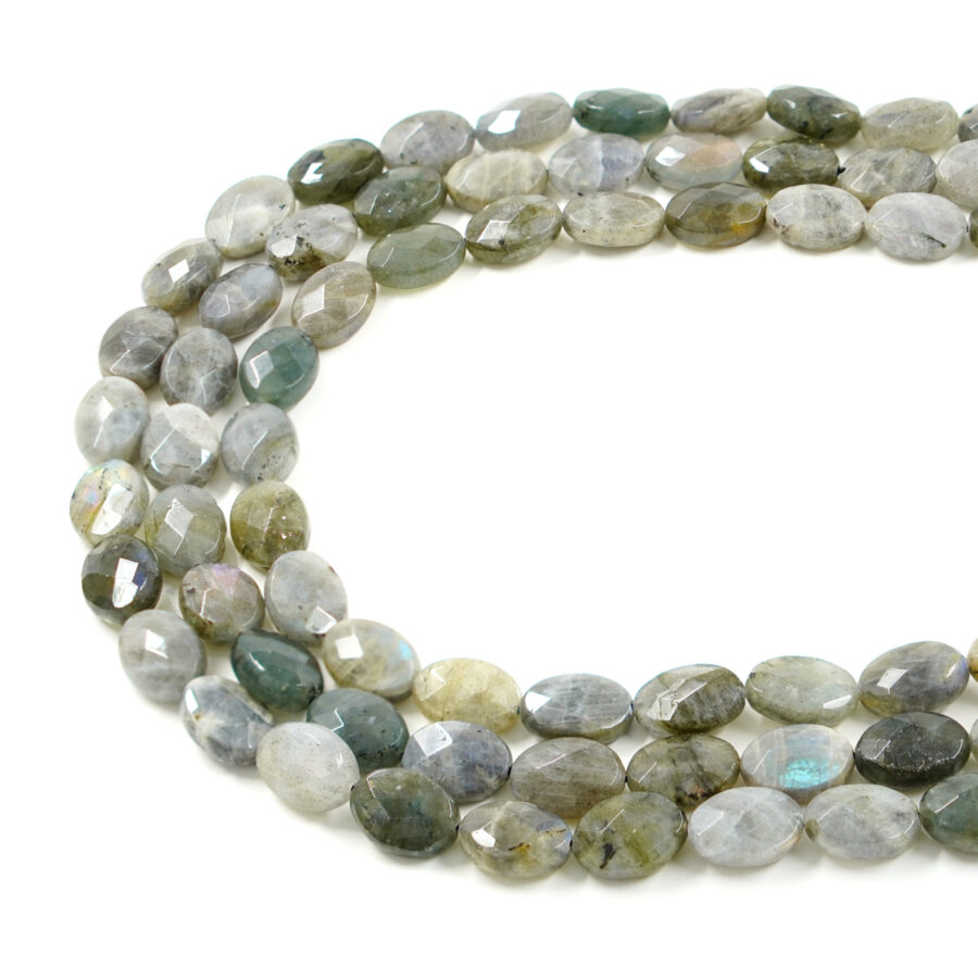 Labradorite fili ovali piatti sfaccettati 14x10mm