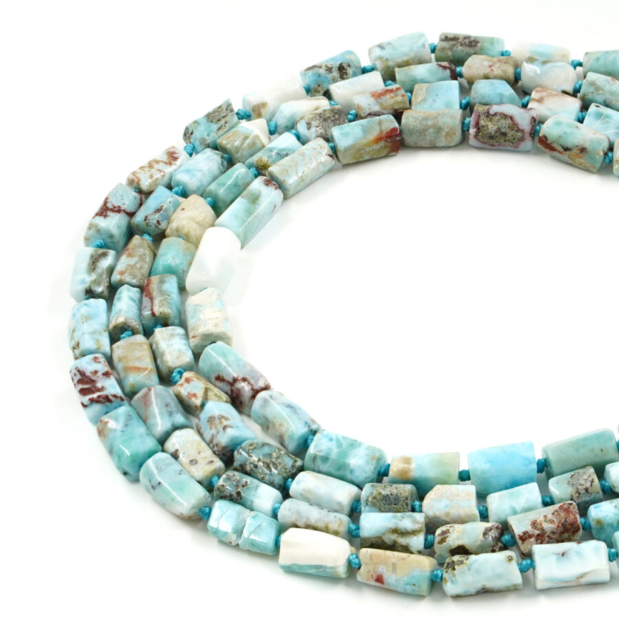 Larimar fili cilindri sfaccettati ~13x8mm