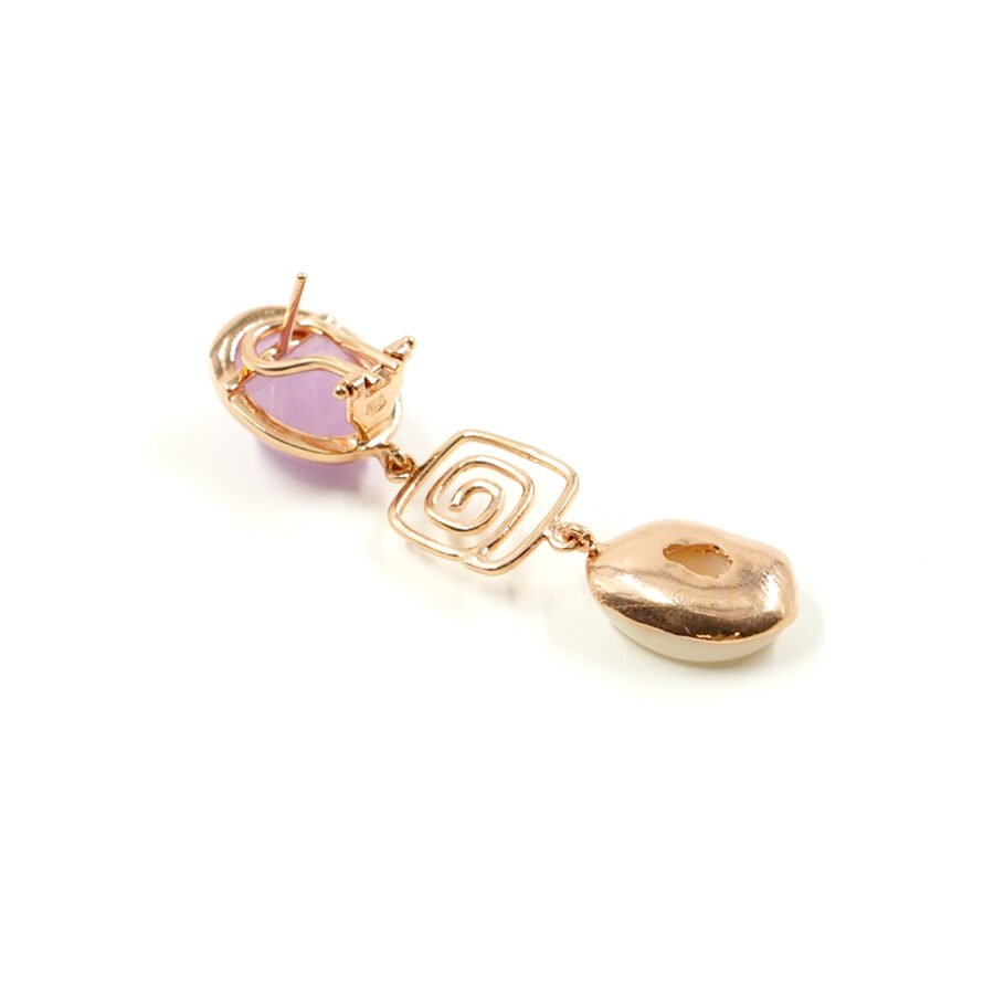Orecchini in argento con corallo rosa, kunzite – Rosè - immagine 2