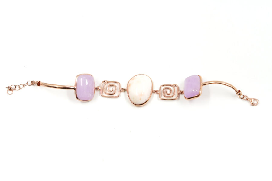 Bracciale in argento con corallo rosa, kunzite – Rosè - immagine 2