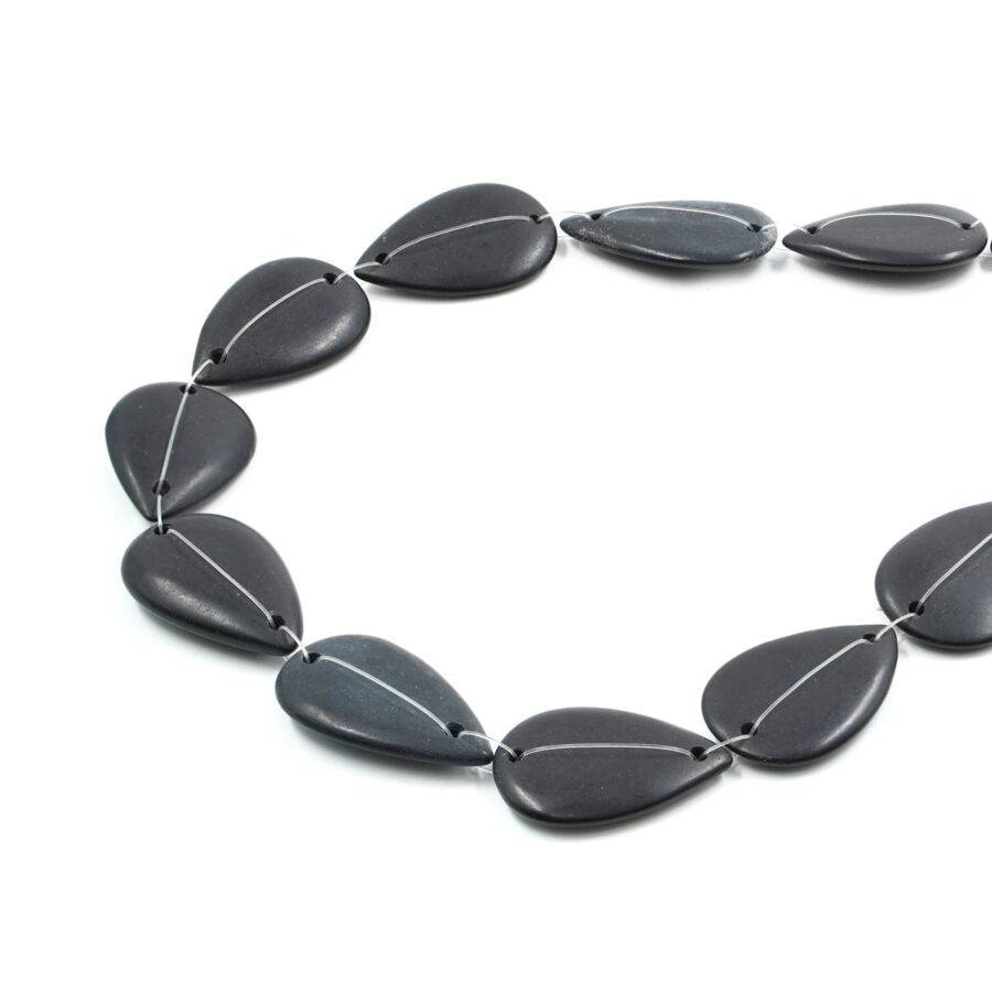 Agata Nera fili gocce piatte 35x20mm – Foro Frontale