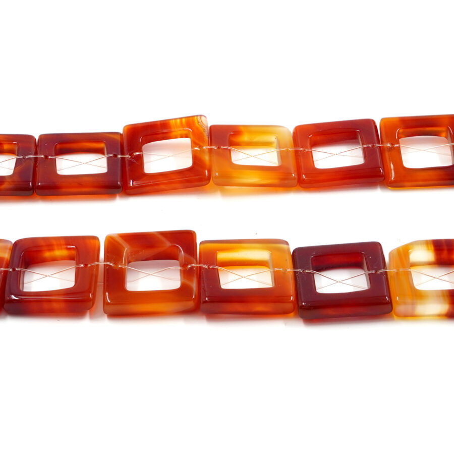 Agata Rossa fili cornici quadrate 22mm – Foro Frontale