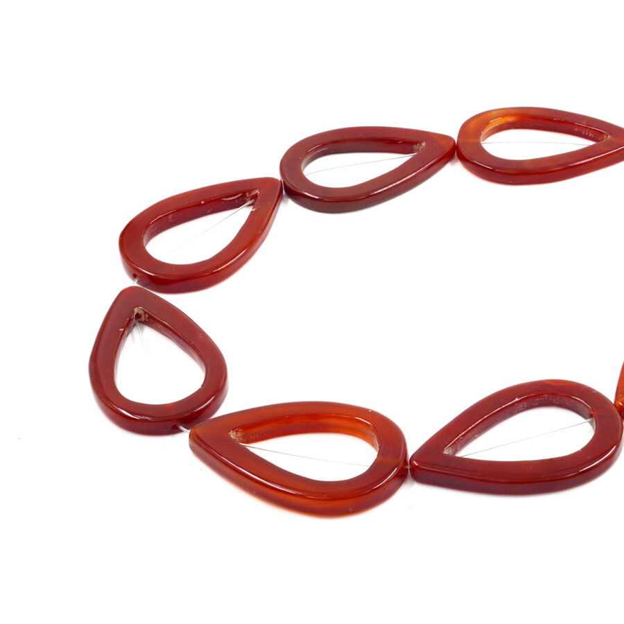 Agata Rossa fili cornici forma gocce 50x30mm