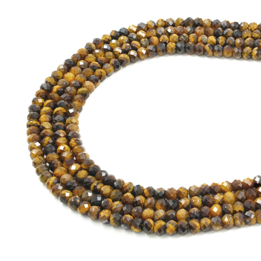 Occhio di tigre fili rondelle sfaccettate 4x2mm