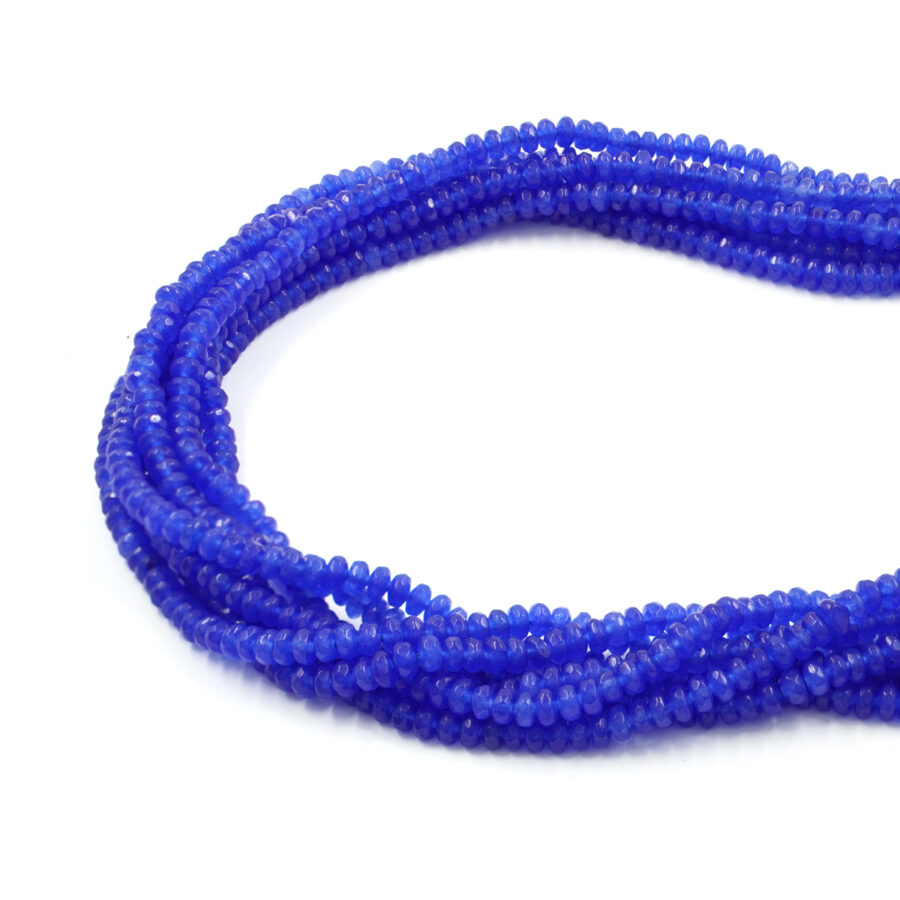 Agata tinta blu fili rondelle sfaccettate 4x2mm