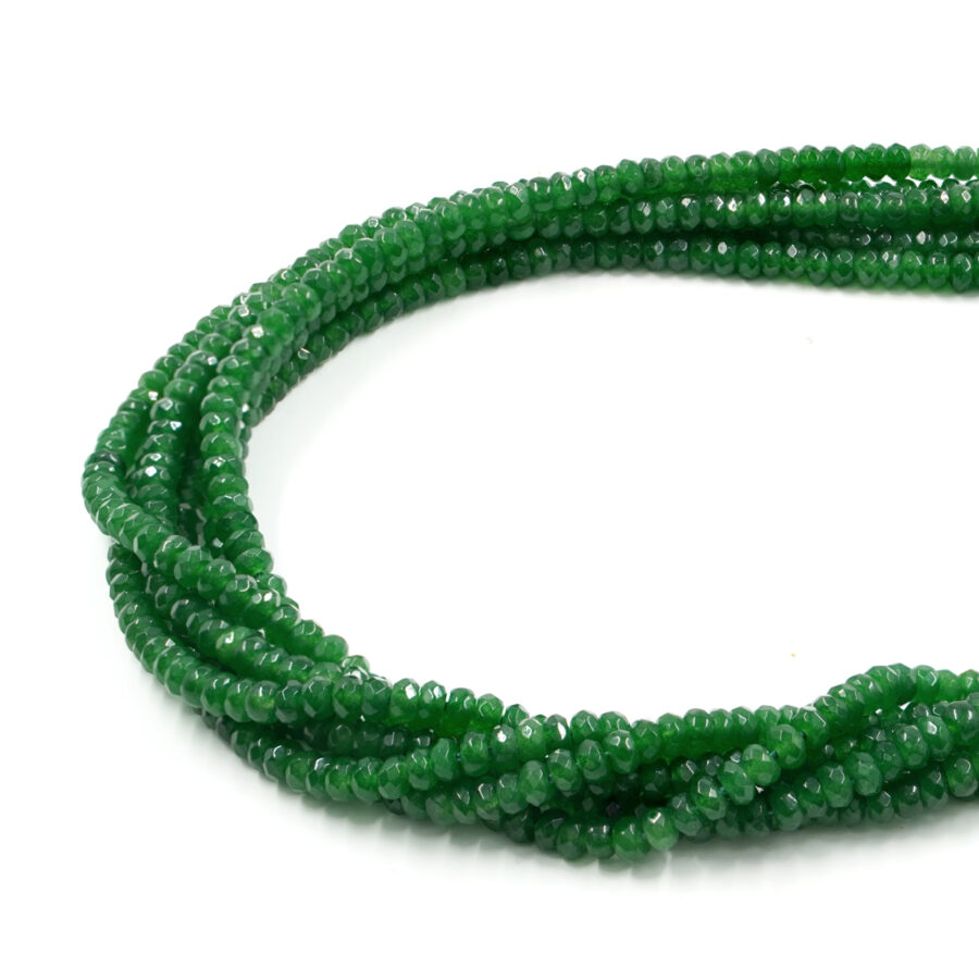 Agata tinta verde fili rondelle sfaccettate 4x2mm