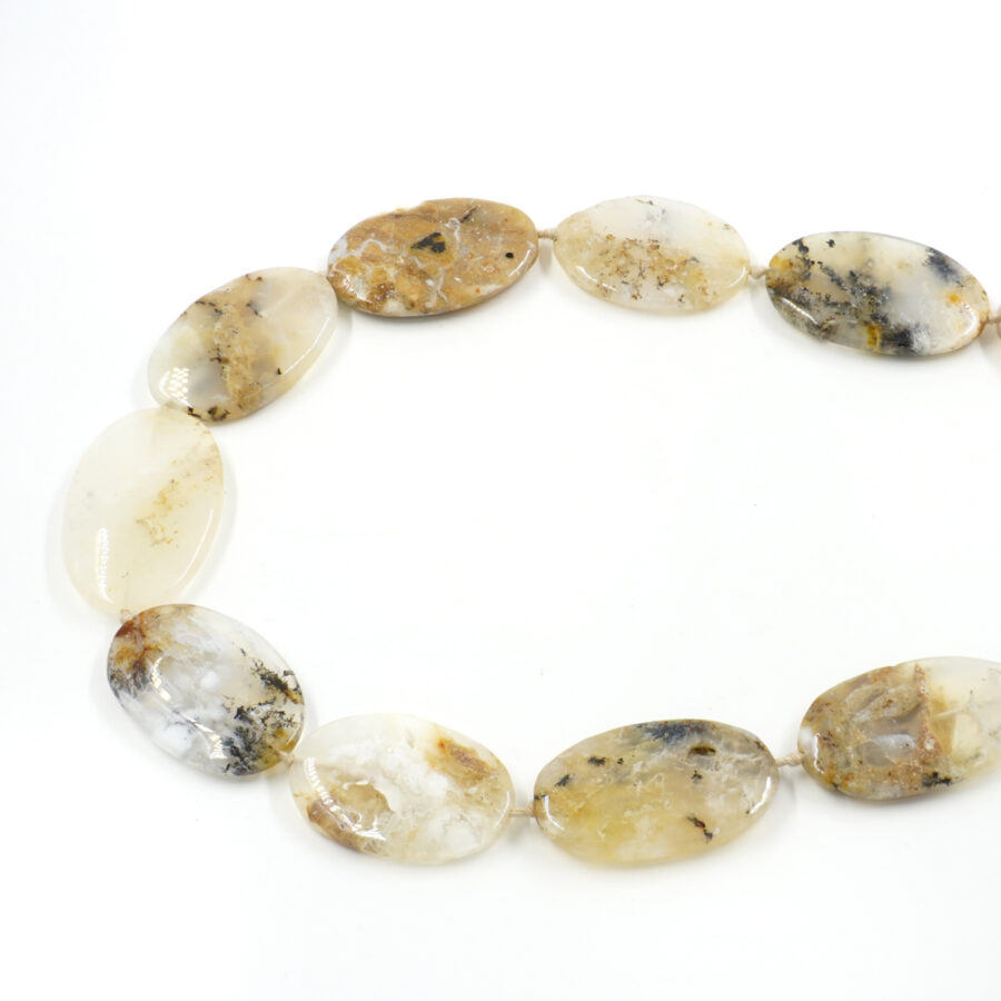 Agata Dendrite fili piatti ovali ~35x24mm