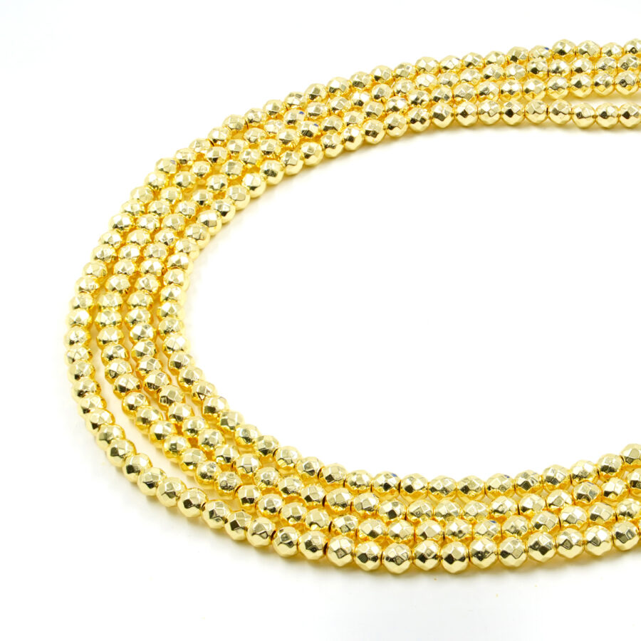 Ematite fili tondi sfaccettati 4mm – Colore Giallo