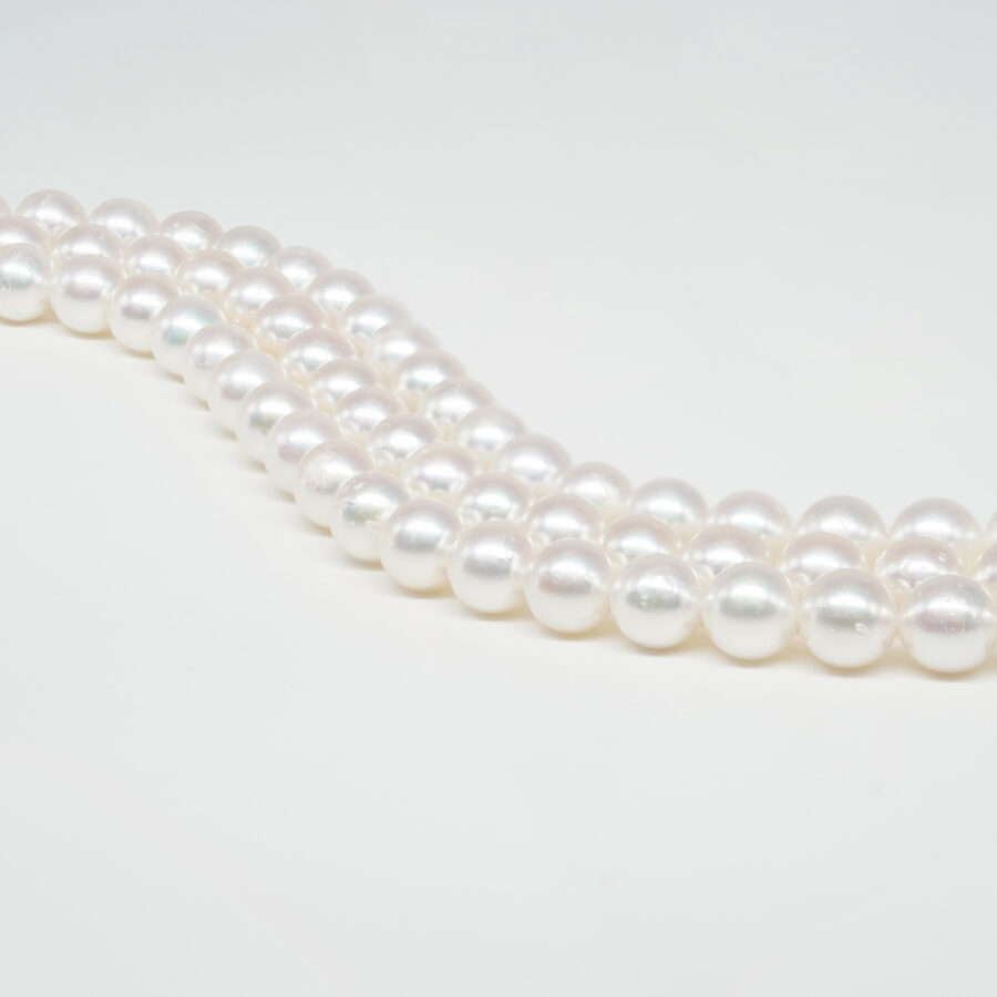 Fili di Perle Akoya Giapponesi tondi misura 8-8½mm