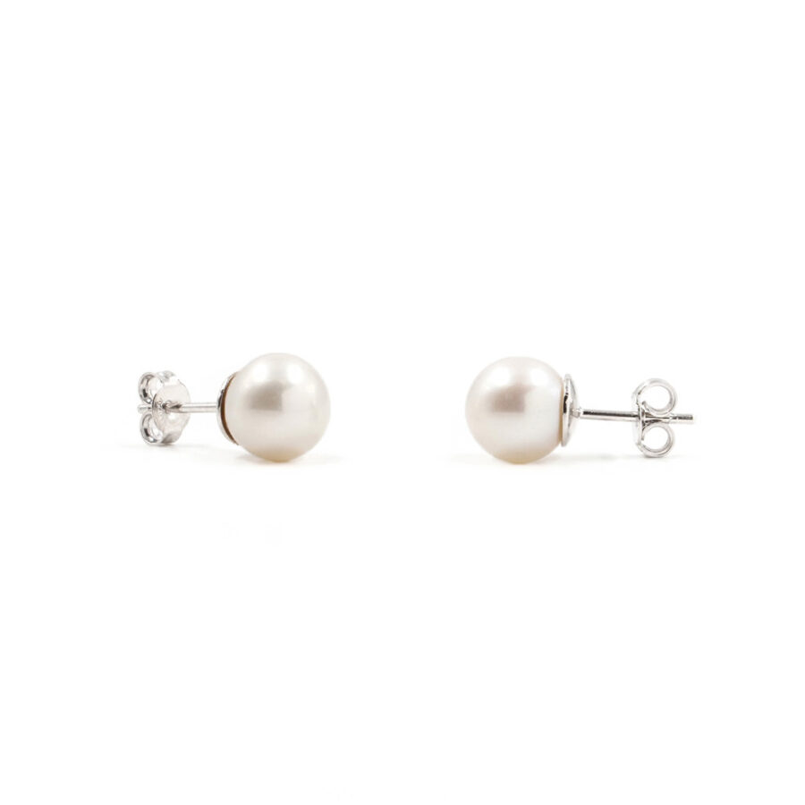 Orecchini Marchio Sumiko con perla d'acqua dolce 9mm con paletto in argento Rodiato