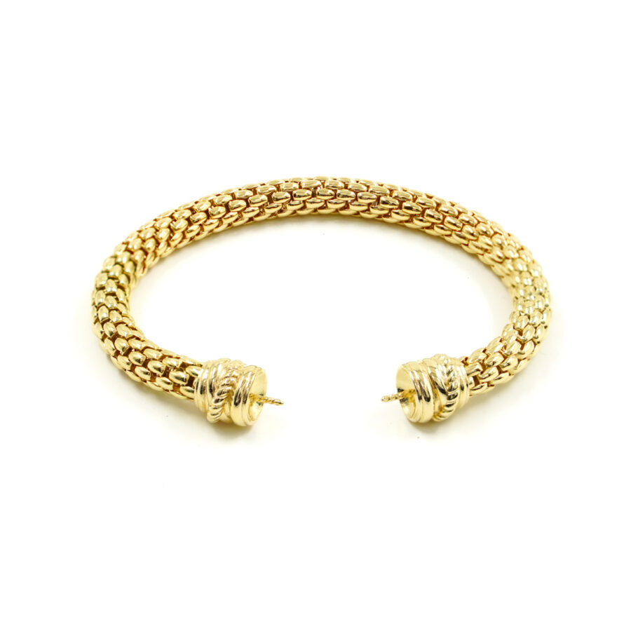 Montatura Bracciale in catena coreana 6mm semirigido in argento 925 - Rodiato