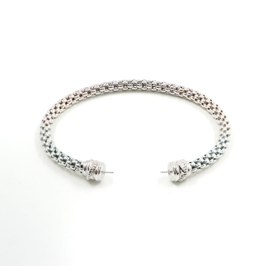 Montatura Bracciale in catena coreana 4mm semirigido in argento 925 - Rodiato