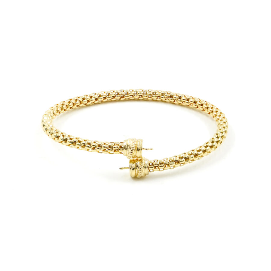 Montatura Bracciale contrarier in catena coreana 4mm semirigido in argento 925 – Dorato