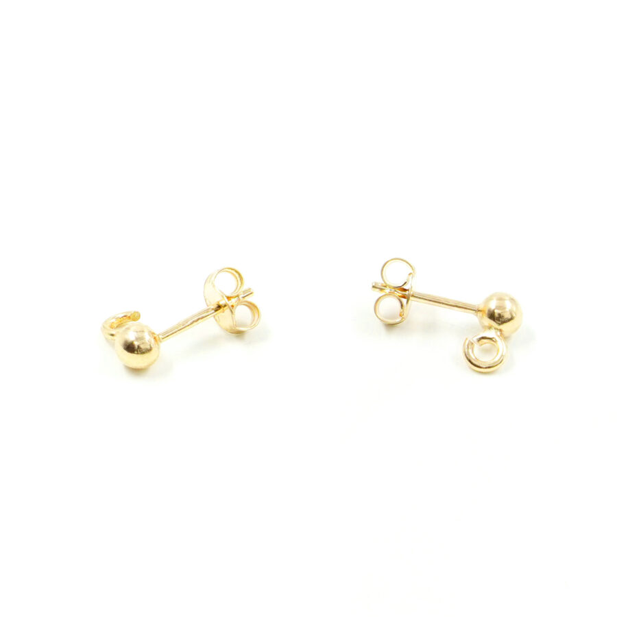 Argento 925 orecchini pressione pallino 3mm – Dorato