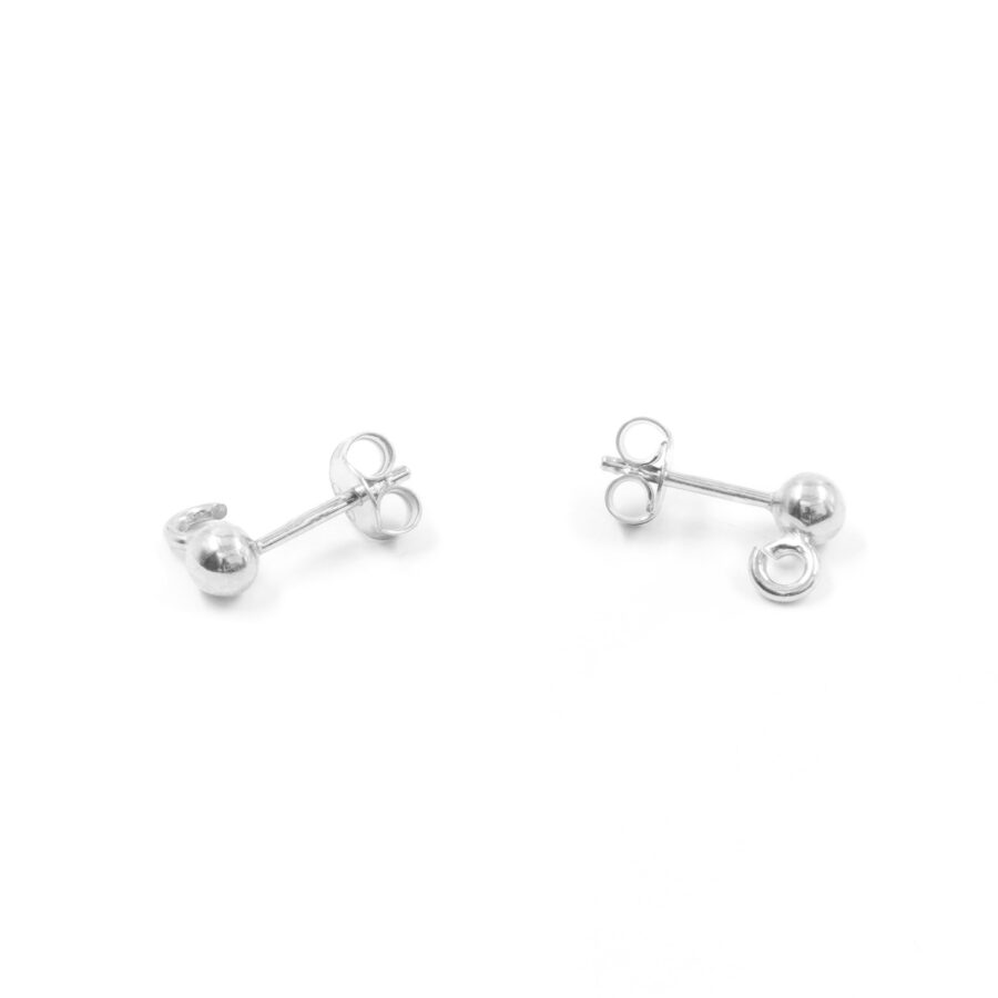 Argento 925 orecchini pressione pallino 3mm – Rodiato