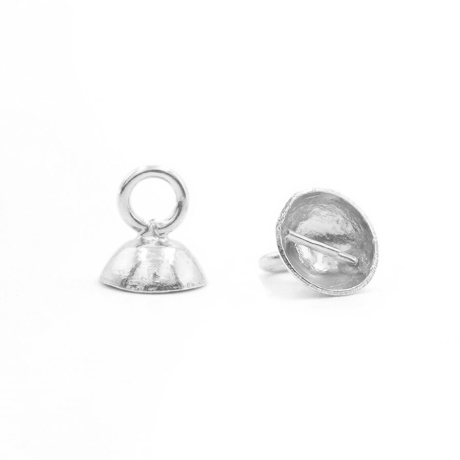 Argento 925 coppette con barra 4mm ed anello chiuso - Argentato