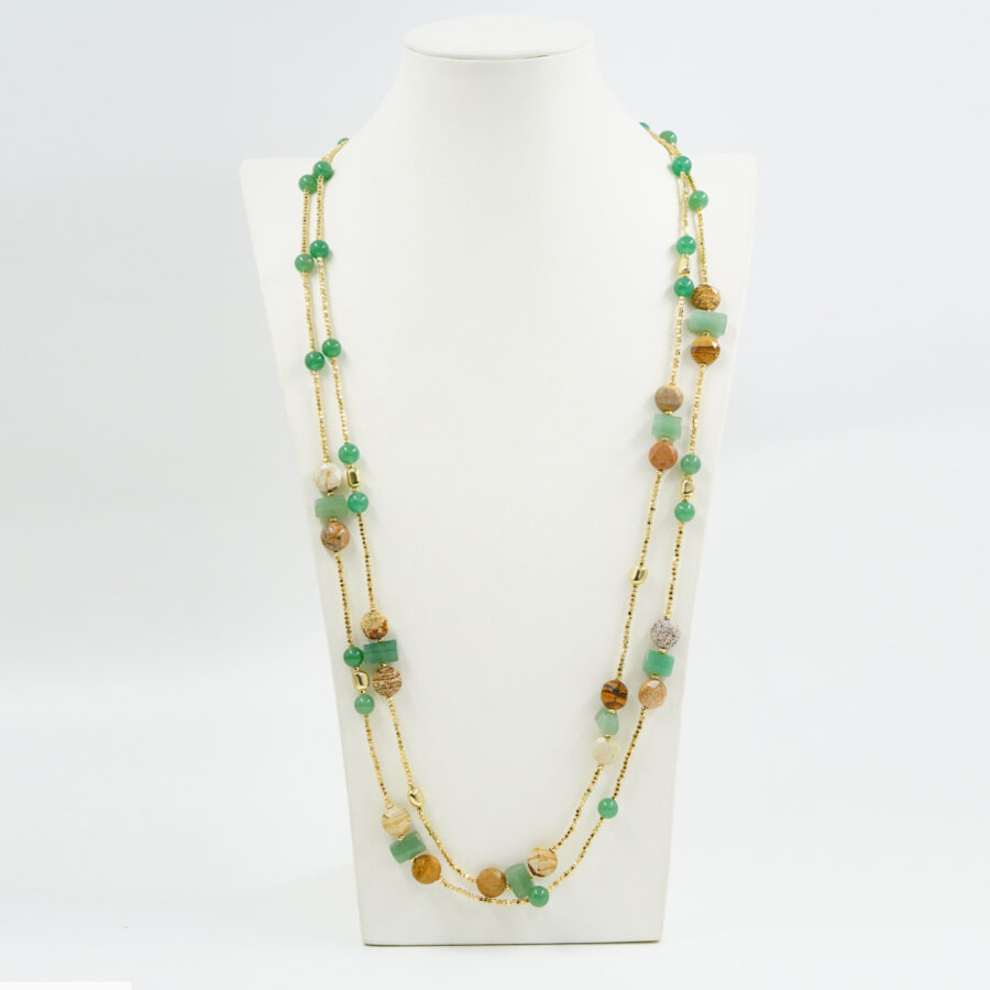 Collana Multifilo, con ematite dorata, avventurina, paesina - immagine 2