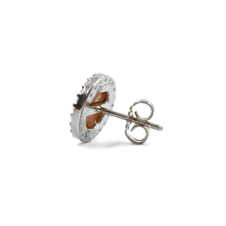 Orecchini in Argento cammeo tondo 12mm con Sole e Luna e zirconi bianchi – Rodiato - immagine 2