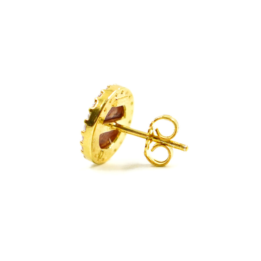 Orecchini in Argento cammeo tondo 12mm con Sole e Luna e zirconi bianchi – Dorato - immagine 2