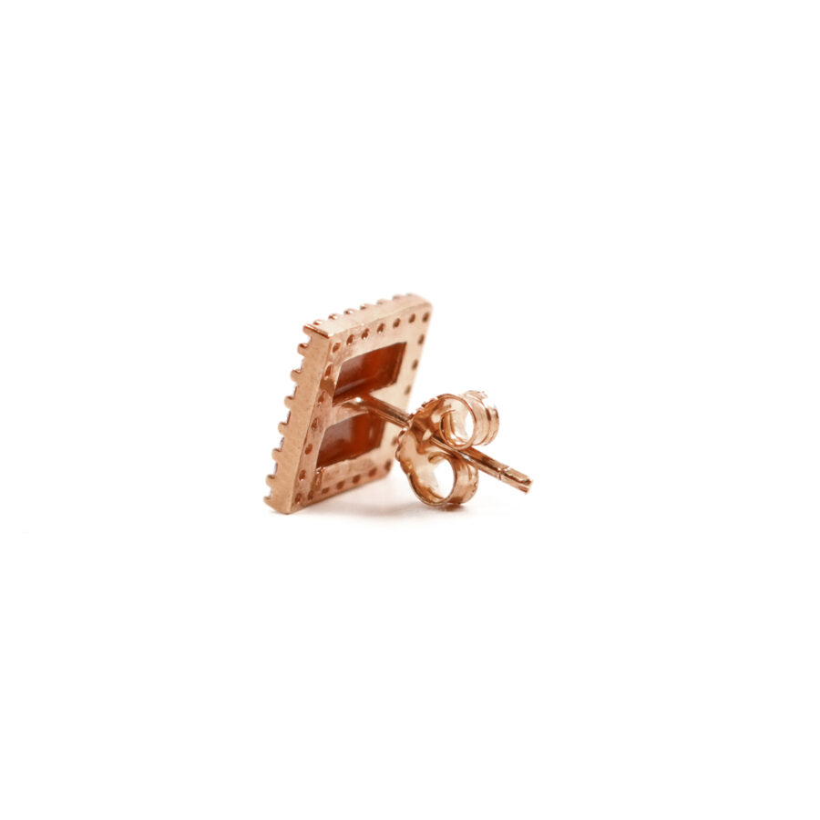 Orecchini in Argento cammeo quadrato 8mm con Sole e Luna e zirconi bianchi – Rose' - immagine 2