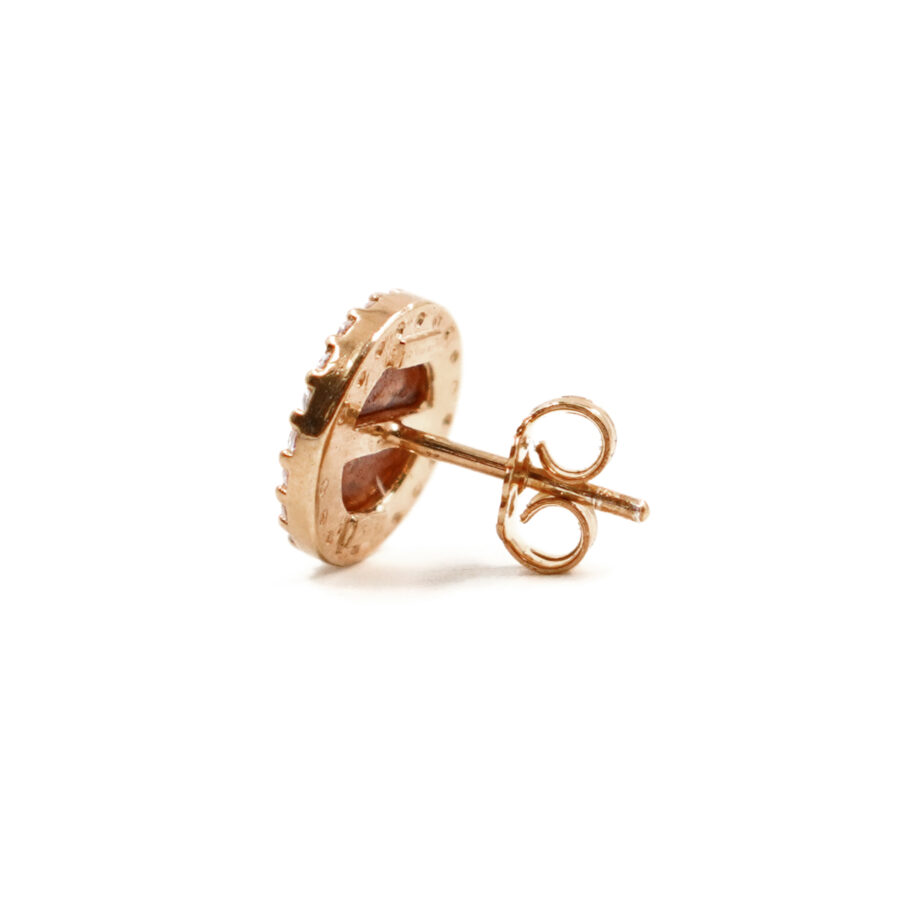 Orecchini in Argento cammeo tondo 8mm con Sole e Luna e zirconi bianchi – Rose' - immagine 2
