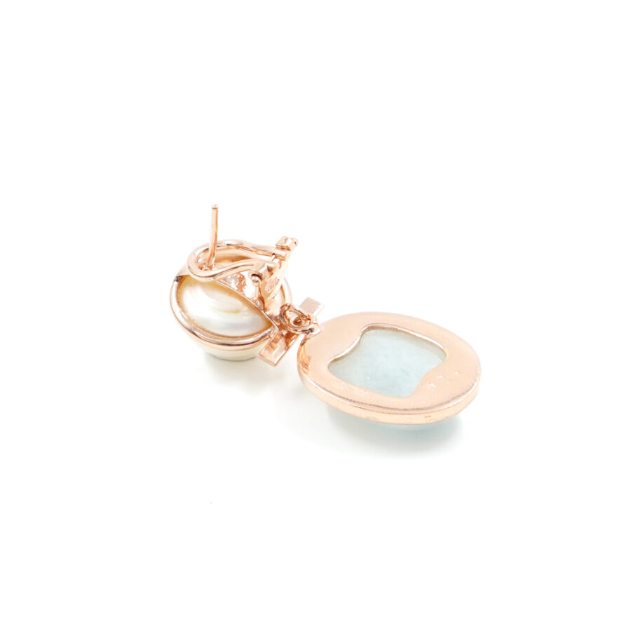 Orecchini in argento con perla e acquamarina – Rose' - immagine 2