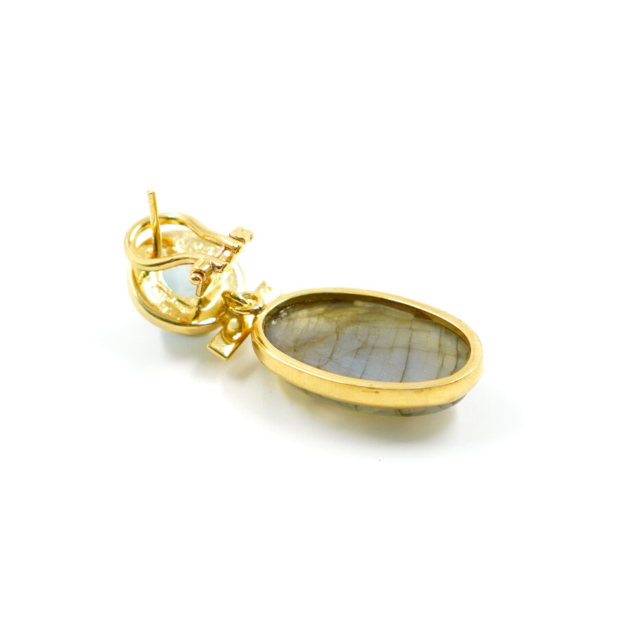 Orecchini in argento con labradorite e acquamarina – Dorato - immagine 2