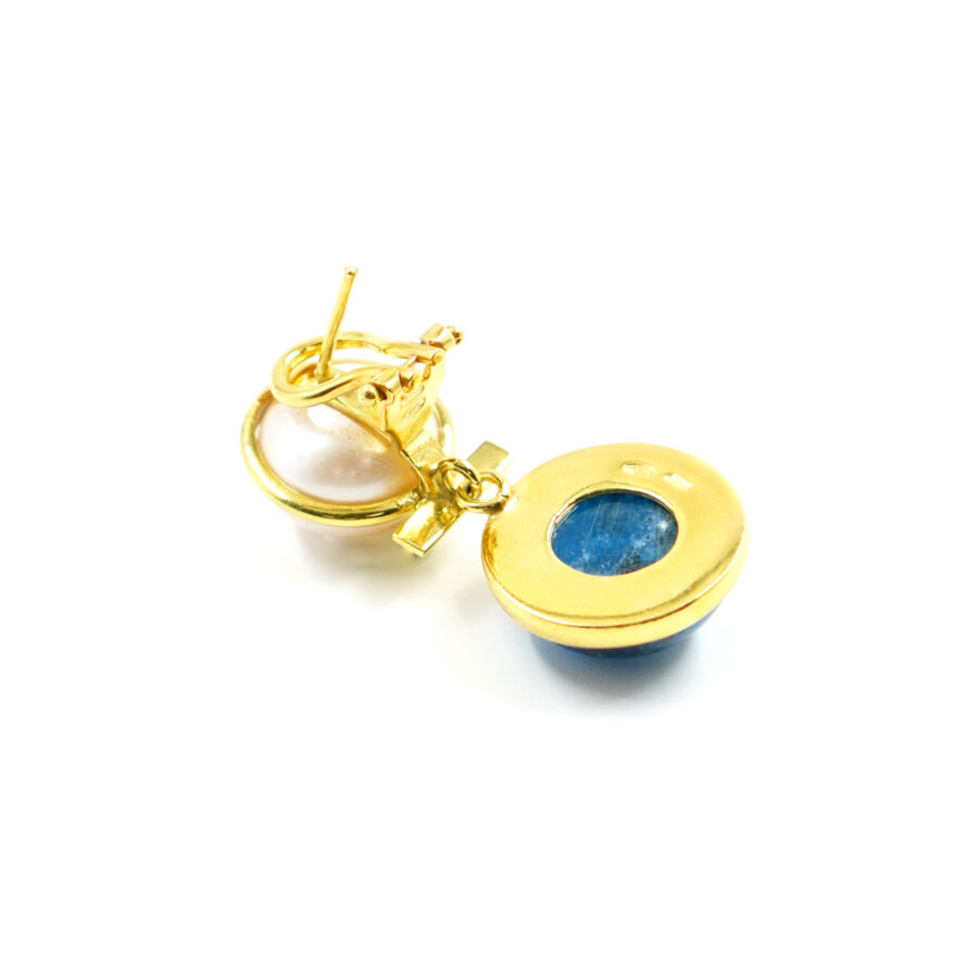 Orecchini in argento con perla e apatite - Dorato - immagine 2