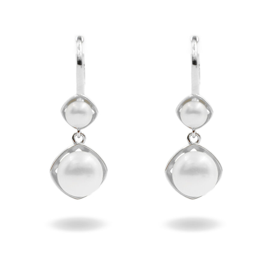 Orecchini in argento a monachina con perle – Rodiato