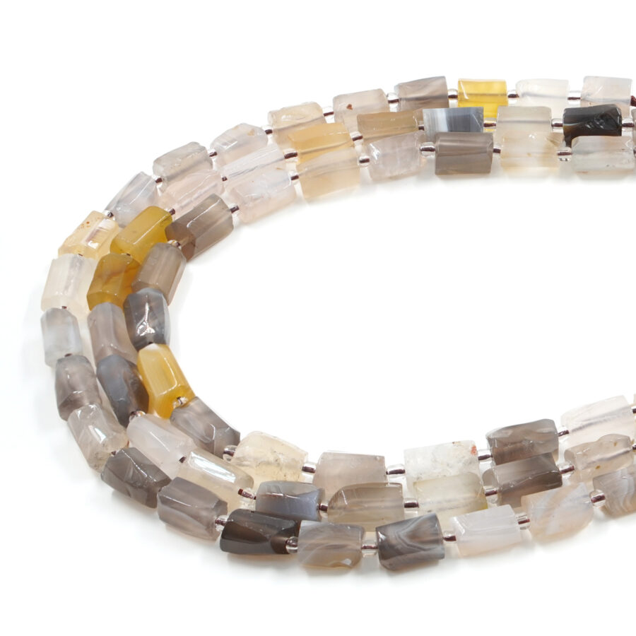 Agata Botswana Gialla fili cilindri sfaccettati ~13x7mm