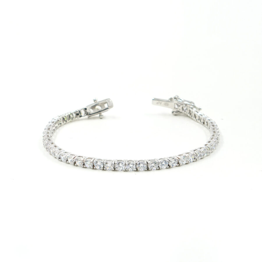 Bracciale Tennis in argento con zirconi bianchi 2,5mm – Rodiato – Lunghezza 20cm