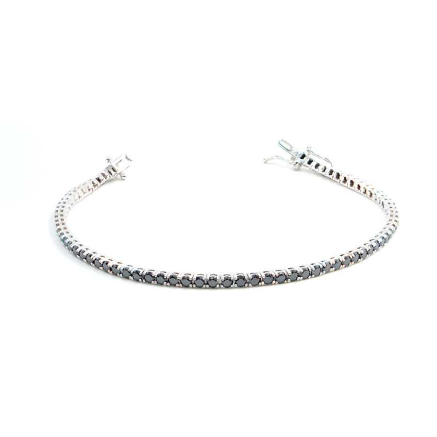 Bracciale Tennis in argento con zirconi neri 2,5mm – Rodiato – Lunghezza 20cm