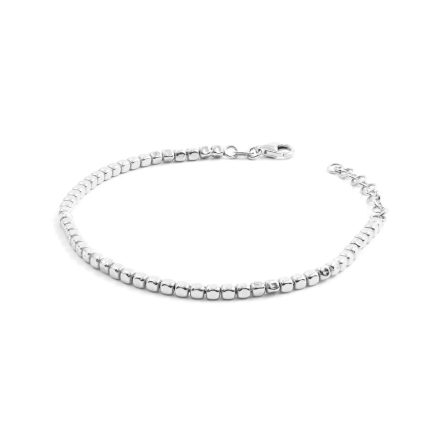 Bracciale in argento con dado 3mm – Rodiato