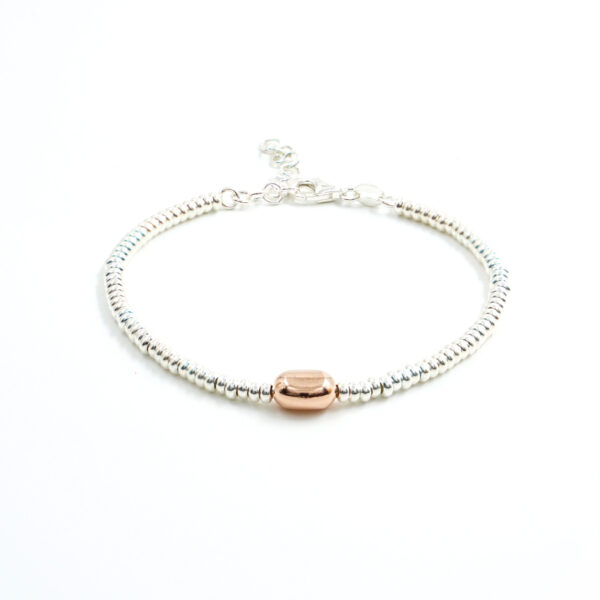 Bracciale in argento con rondelle e sasso, Argentato e Rose'