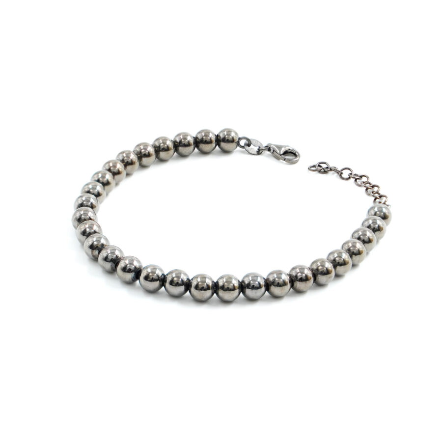 Bracciale in argento con sfere di 4mm - Brunito