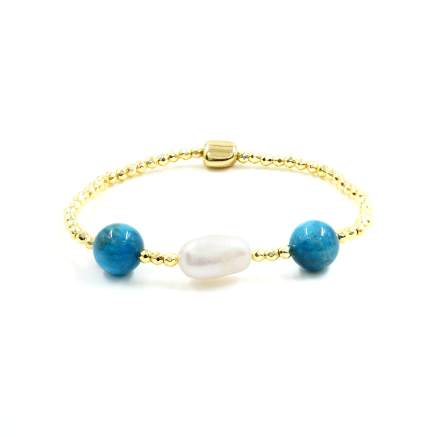 Bracciale Elastico con ematite, apatite, perla