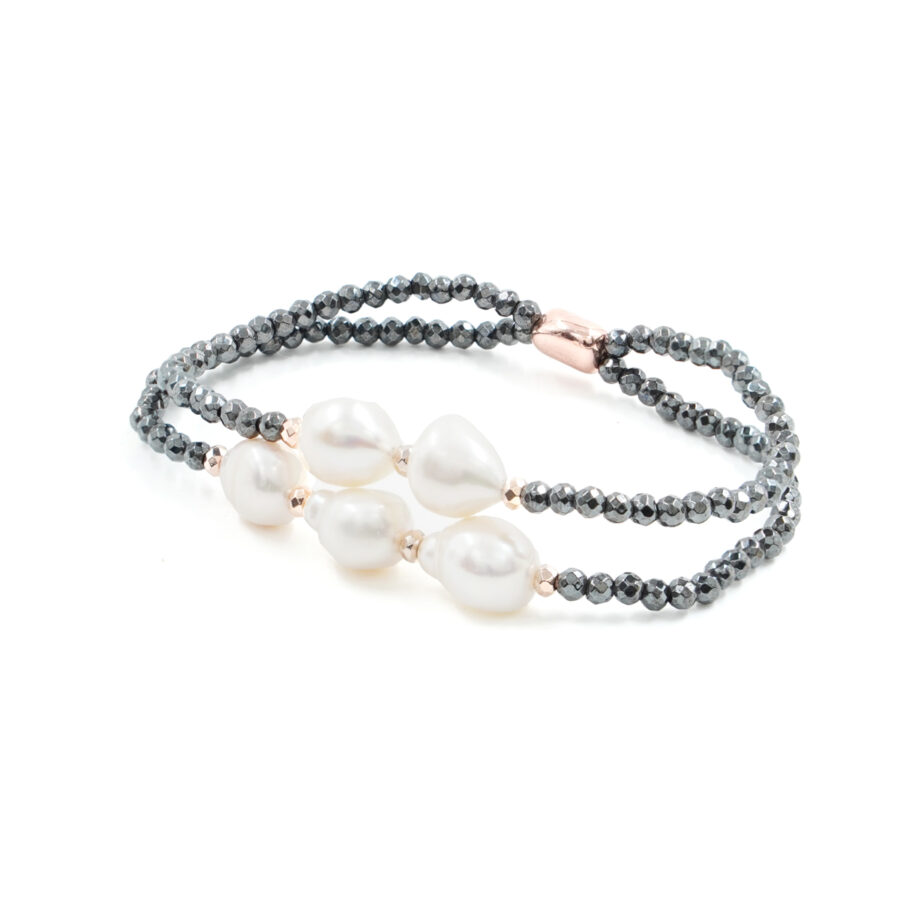 Bracciale Elastico con ematite, perla