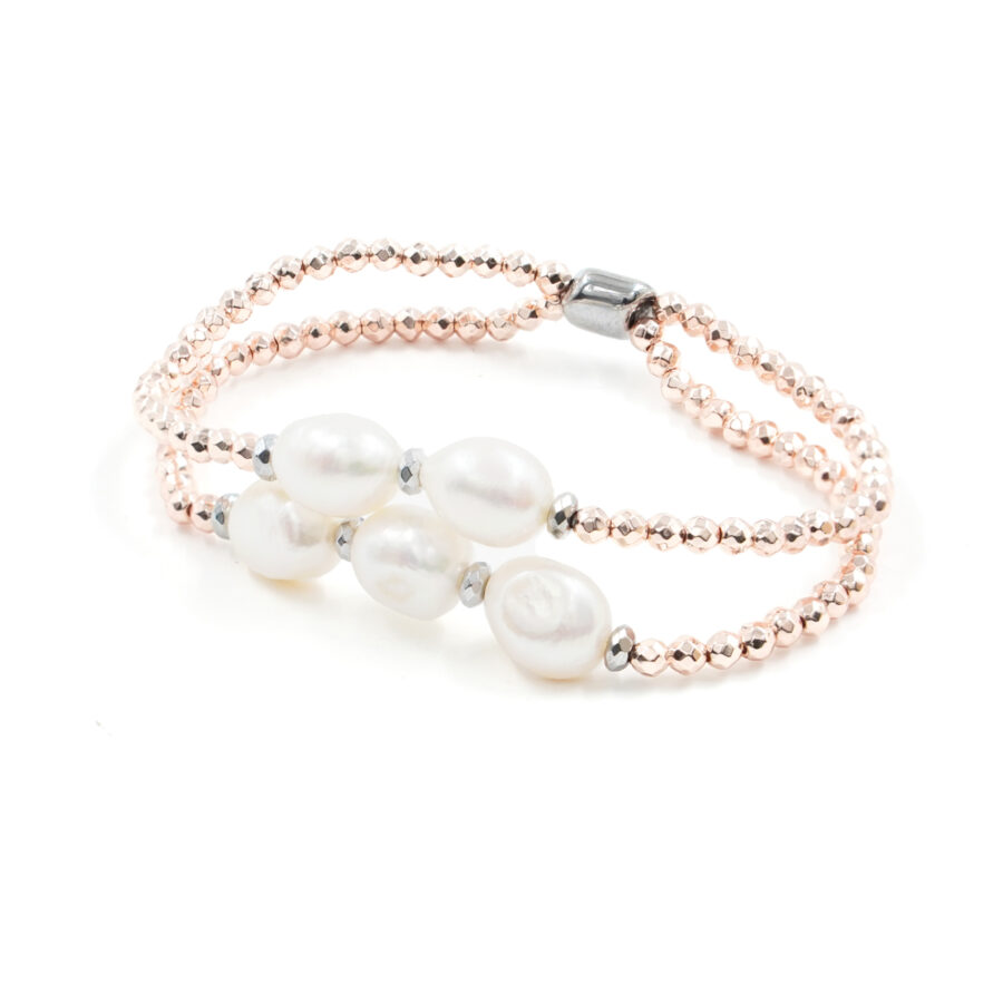 Bracciale Elastico con ematite rose', perla