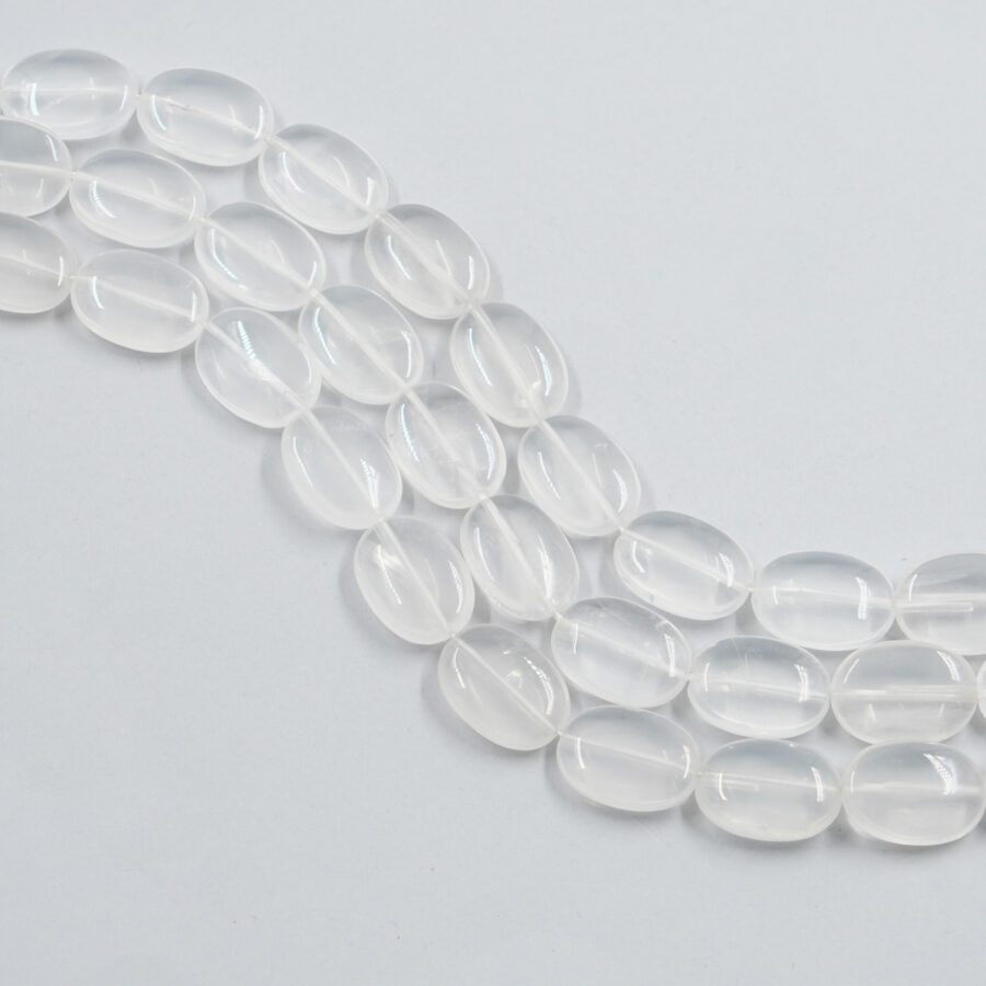 Quarzo Ialino fili ovali piatti 25x18mm