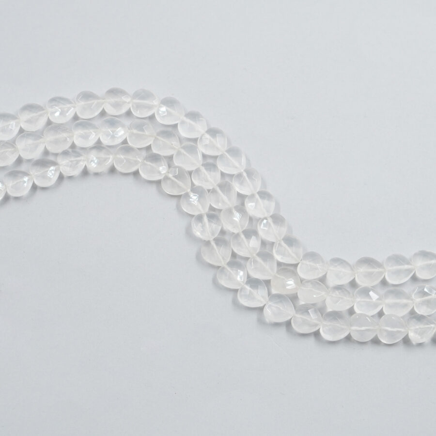 Quarzo Ialino fili cuori sfaccettati 12mm